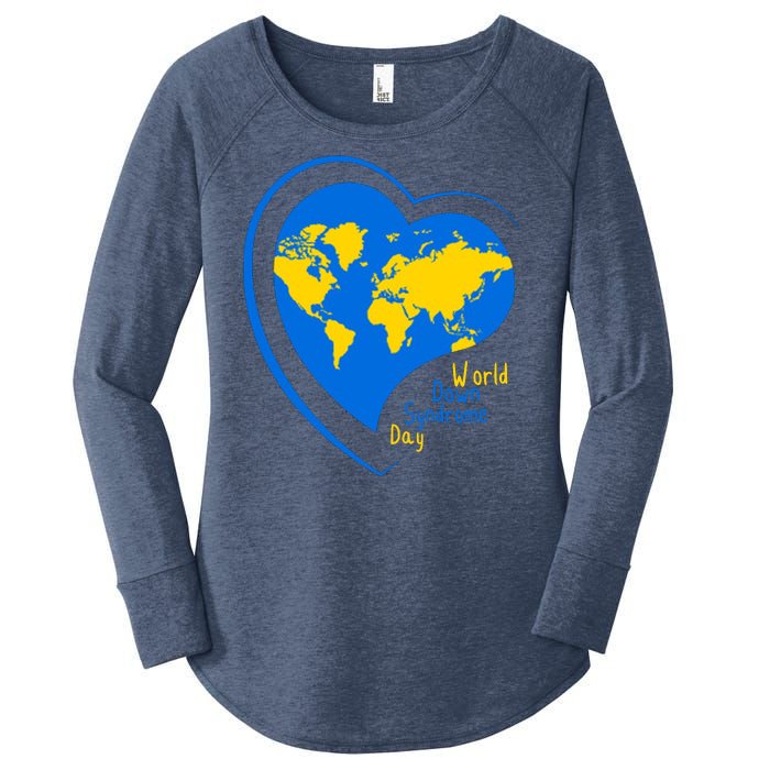 World Down Syndrome Day Heart Earth Women's Perfect Tri Tunic Long Sleeve Shirt