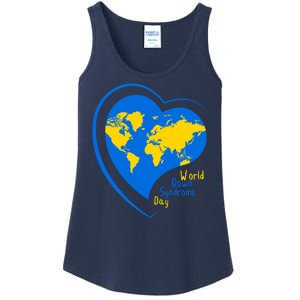 World Down Syndrome Day Heart Earth Ladies Essential Tank