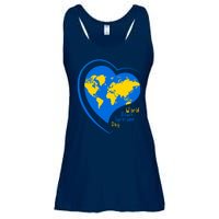 World Down Syndrome Day Heart Earth Ladies Essential Flowy Tank