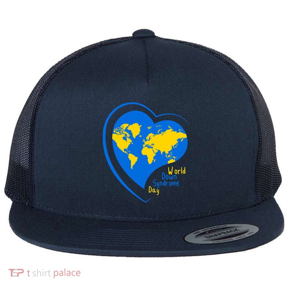 World Down Syndrome Day Heart Earth Flatbill Hat