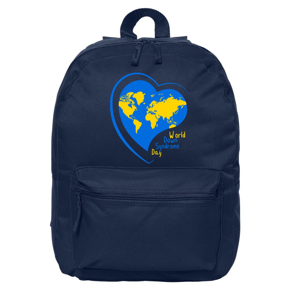 World Down Syndrome Day Heart Earth 16 in Basic Backpack