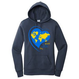 World Down Syndrome Day Heart Earth Women's Pullover Hoodie