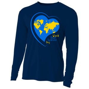 World Down Syndrome Day Heart Earth Cooling Performance Long Sleeve Crew