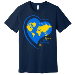 World Down Syndrome Day Heart Earth Premium T-Shirt