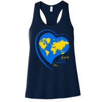 World Down Syndrome Day Heart Earth Women's Racerback Tank