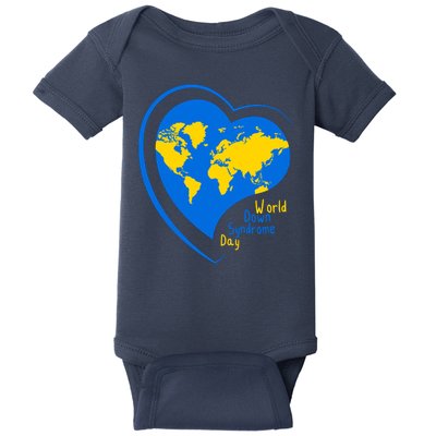 World Down Syndrome Day Heart Earth Baby Bodysuit