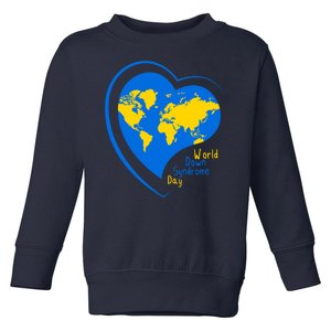 World Down Syndrome Day Heart Earth Toddler Sweatshirt