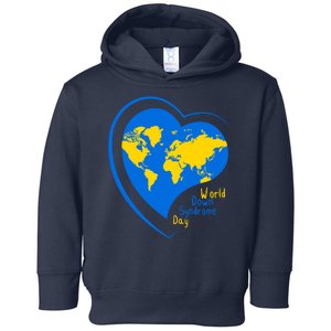 World Down Syndrome Day Heart Earth Toddler Hoodie