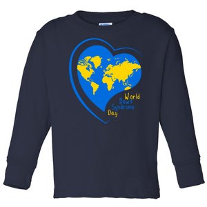 World Down Syndrome Day Heart Earth Toddler Long Sleeve Shirt