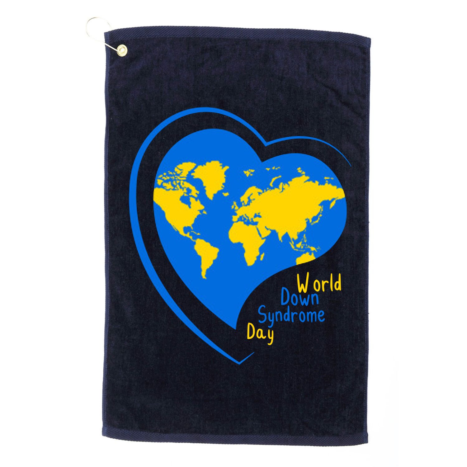World Down Syndrome Day Heart Earth Golf Towel