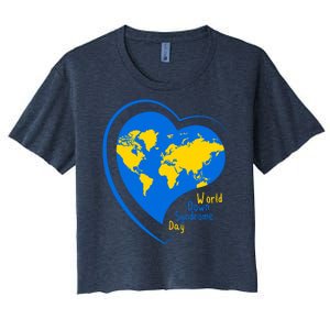 World Down Syndrome Day Heart Earth Women's Crop Top Tee