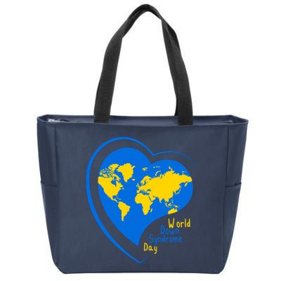 World Down Syndrome Day Heart Earth Zip Tote Bag