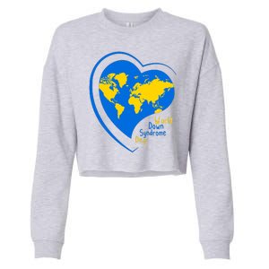 World Down Syndrome Day Heart Earth Cropped Pullover Crew