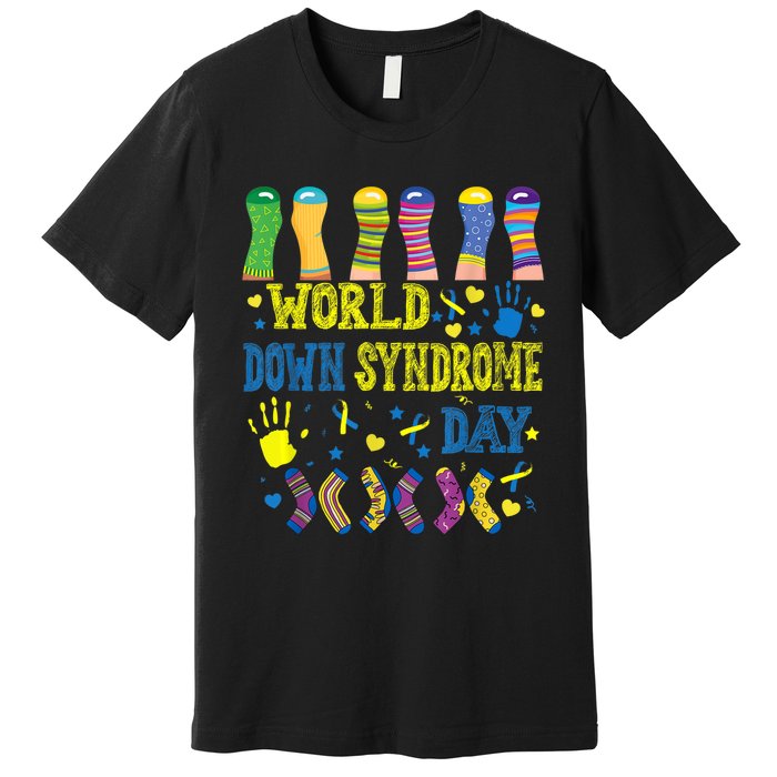 World Down Syndrome Day Awareness Socks 21 March Boy Girl Premium T-Shirt