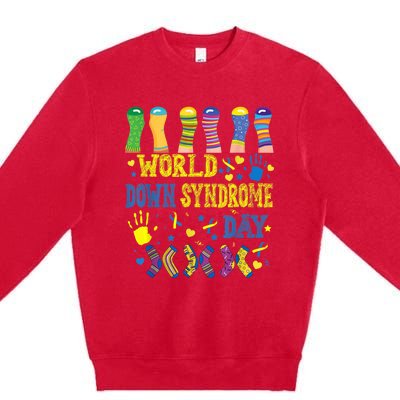 World Down Syndrome Day Awareness Socks 21 March Boy Girl Premium Crewneck Sweatshirt