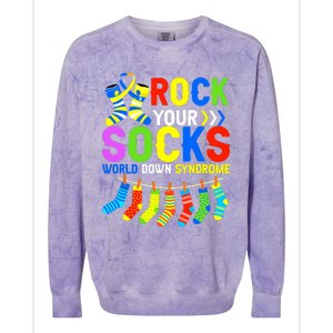 World Down Syndrome Day Awareness Rock Your Socks Colorblast Crewneck Sweatshirt