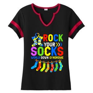 World Down Syndrome Day Awareness Rock Your Socks Ladies Halftime Notch Neck Tee