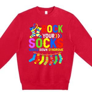 World Down Syndrome Day Awareness Rock Your Socks Premium Crewneck Sweatshirt