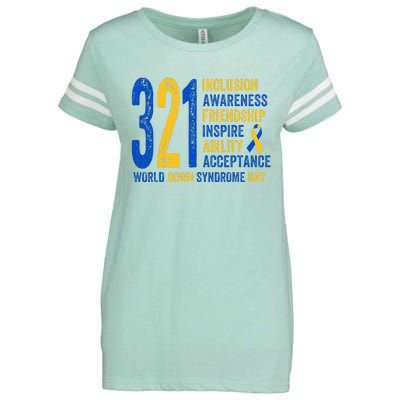 World Down Syndrome Day 3.21 Inspire And Awareness Ribbon Enza Ladies Jersey Football T-Shirt