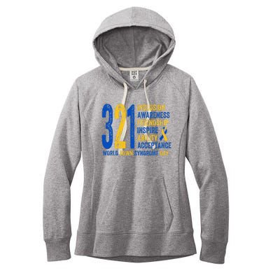 World Down Syndrome Day 3.21 Inspire And Awareness Ribbon Women's Fleece Hoodie