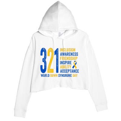 World Down Syndrome Day 3.21 Inspire And Awareness Ribbon Crop Fleece Hoodie