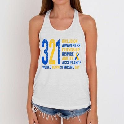 World Down Syndrome Day 3.21 Inspire And Awareness Ribbon Women's Knotted Racerback Tank