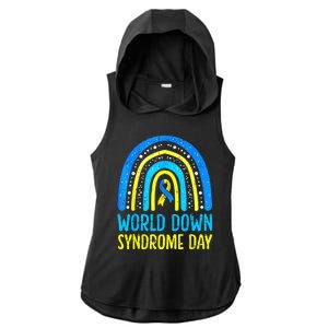 World Down Syndrome Day Awareness National T21 Month Rainbow Ladies PosiCharge Tri-Blend Wicking Draft Hoodie Tank