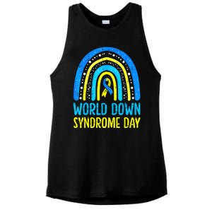 World Down Syndrome Day Awareness National T21 Month Rainbow Ladies PosiCharge Tri-Blend Wicking Tank