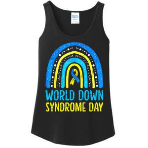 World Down Syndrome Day Awareness National T21 Month Rainbow Ladies Essential Tank