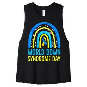 World Down Syndrome Day Awareness National T21 Month Rainbow Women's Racerback Cropped Tank