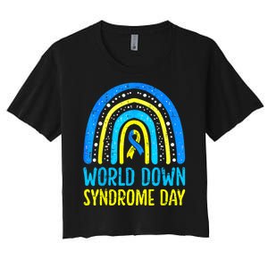 World Down Syndrome Day Awareness National T21 Month Rainbow Women's Crop Top Tee