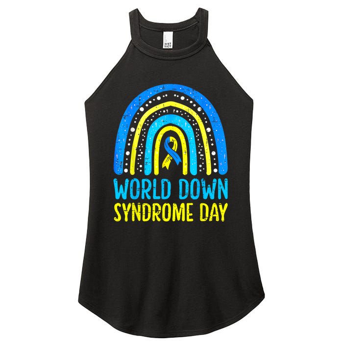 World Down Syndrome Day Awareness National T21 Month Rainbow Women's Perfect Tri Rocker Tank