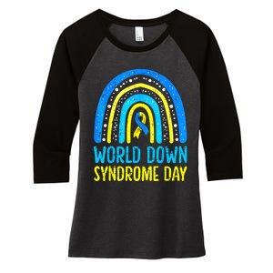 World Down Syndrome Day Awareness National T21 Month Rainbow Women's Tri-Blend 3/4-Sleeve Raglan Shirt