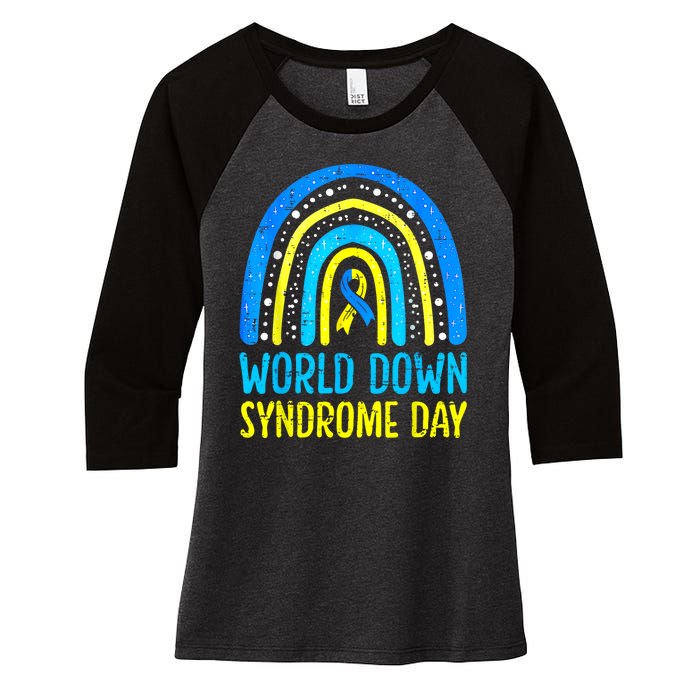 World Down Syndrome Day Awareness National T21 Month Rainbow Women's Tri-Blend 3/4-Sleeve Raglan Shirt