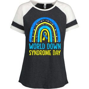 World Down Syndrome Day Awareness National T21 Month Rainbow Enza Ladies Jersey Colorblock Tee