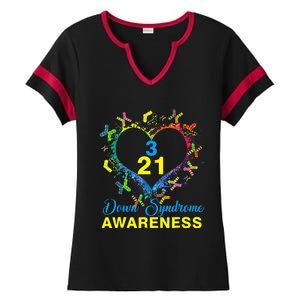 World Down Syndrome Day Awareness Socks Heart 21 March Ladies Halftime Notch Neck Tee