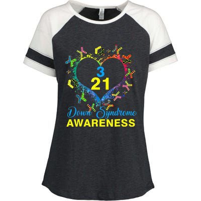 World Down Syndrome Day Awareness Socks Heart 21 March Enza Ladies Jersey Colorblock Tee