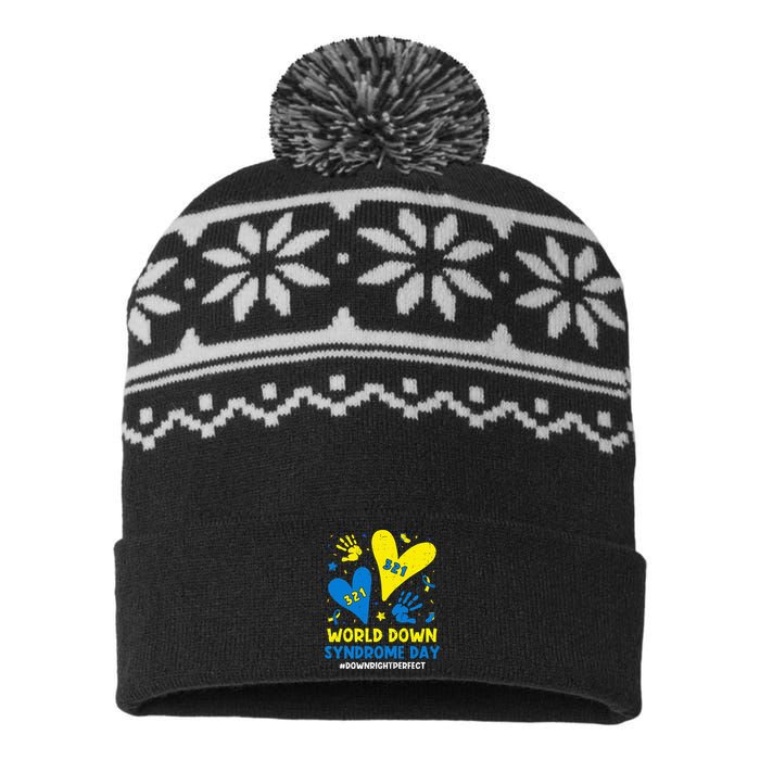 World Down Syndrome Day 321 Awareness Support USA-Made Snowflake Beanie