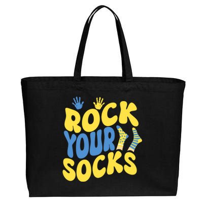 World Down Syndrome Day Rock Your Socks Groovy Cotton Canvas Jumbo Tote