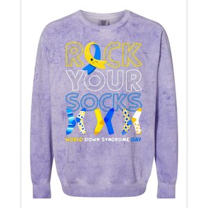 World Down Syndrome Day Rock Your Socks Awareness Copy Colorblast Crewneck Sweatshirt