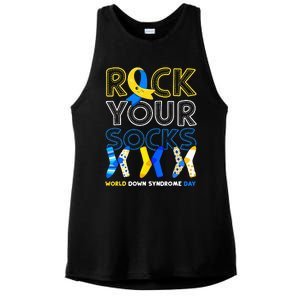 World Down Syndrome Day Rock Your Socks Awareness Copy Ladies PosiCharge Tri-Blend Wicking Tank