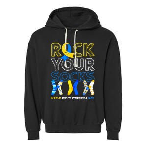 World Down Syndrome Day Rock Your Socks Awareness Copy Garment-Dyed Fleece Hoodie