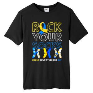 World Down Syndrome Day Rock Your Socks Awareness Copy Tall Fusion ChromaSoft Performance T-Shirt