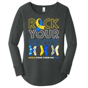 World Down Syndrome Day Rock Your Socks Awareness Copy Women's Perfect Tri Tunic Long Sleeve Shirt