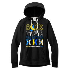 World Down Syndrome Day Rock Your Socks Awareness Copy Women's Fleece Hoodie