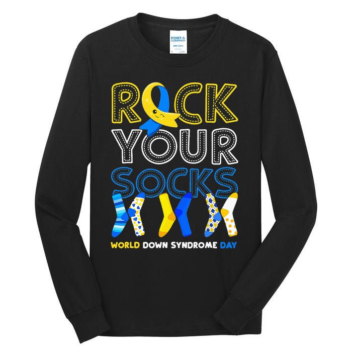 World Down Syndrome Day Rock Your Socks Awareness Copy Tall Long Sleeve T-Shirt