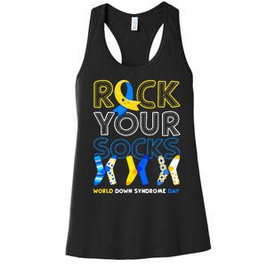 World Down Syndrome Day Rock Your Socks Awareness Copy Women's Racerback Tank