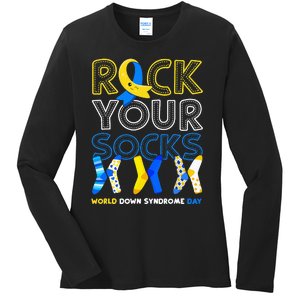 World Down Syndrome Day Rock Your Socks Awareness Copy Ladies Long Sleeve Shirt