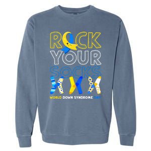 World Down Syndrome Day Rock Your Socks Awareness Copy Garment-Dyed Sweatshirt