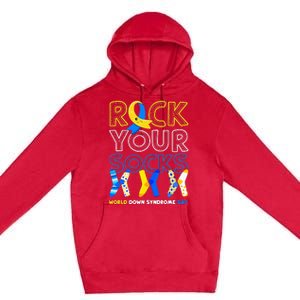 World Down Syndrome Day Rock Your Socks Awareness Copy Premium Pullover Hoodie